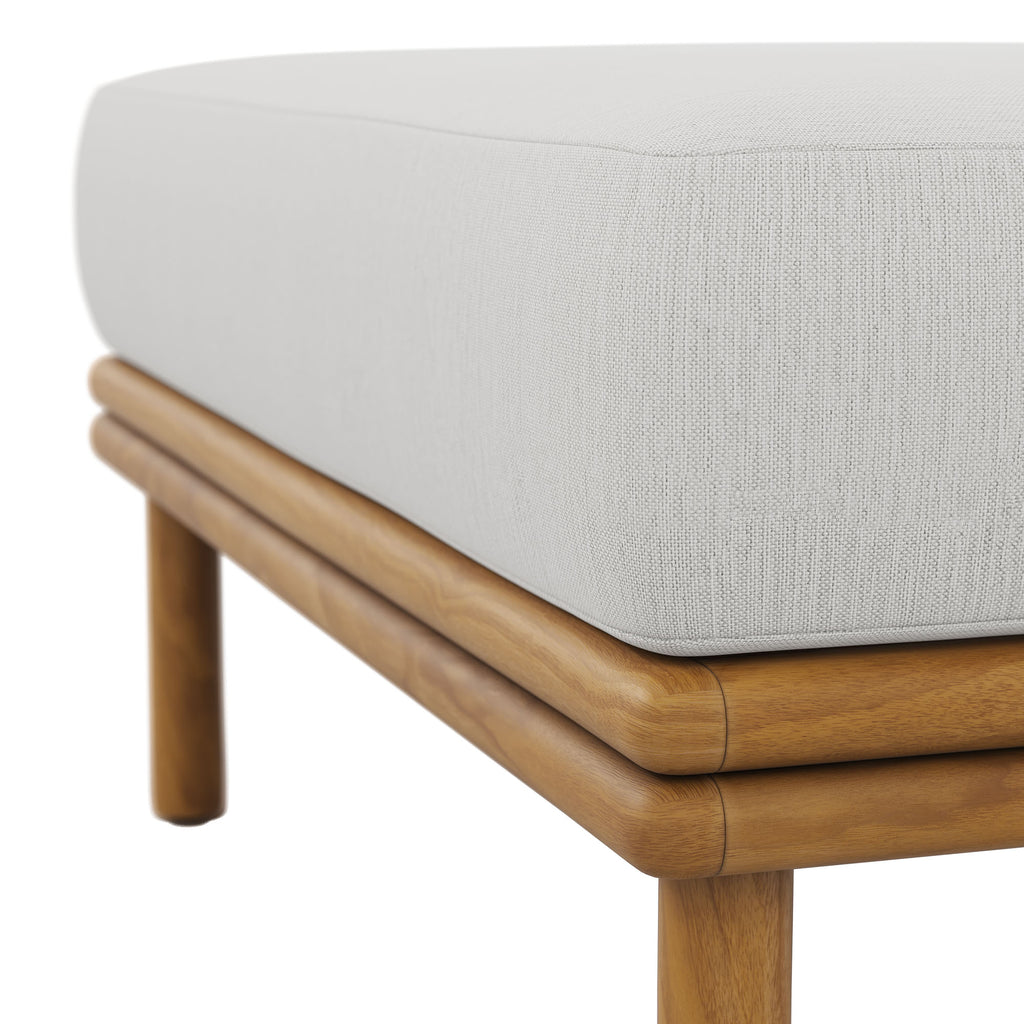 Wren Outdoor Patio Teak Wood Ottoman - Natural Sail