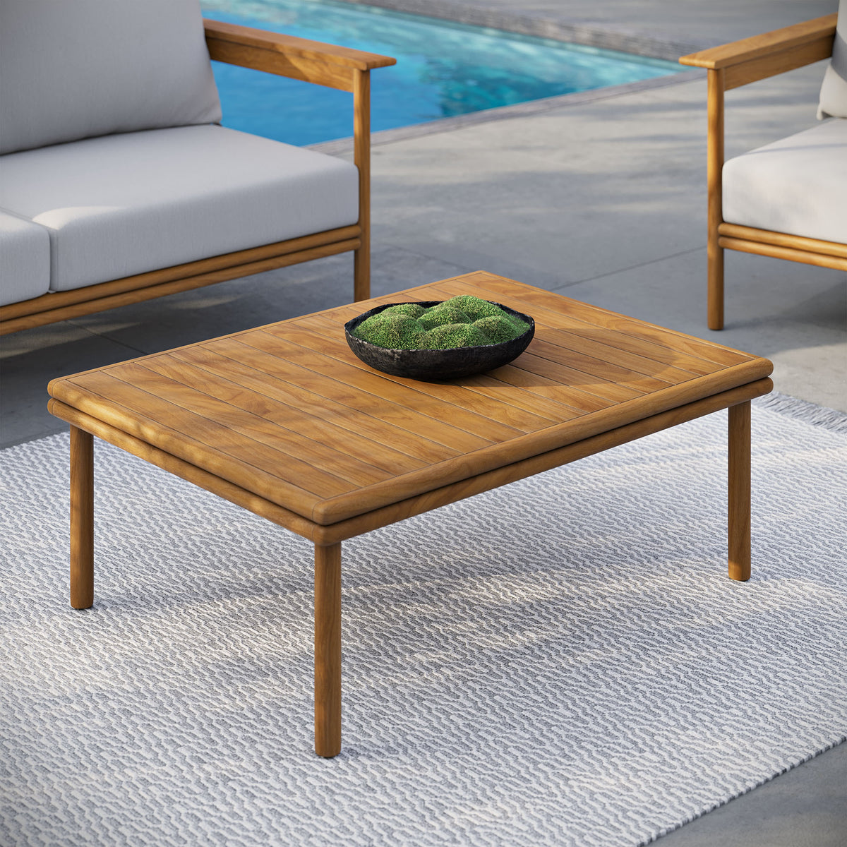 Wren Outdoor Patio Teak Wood Coffee Table - Natural