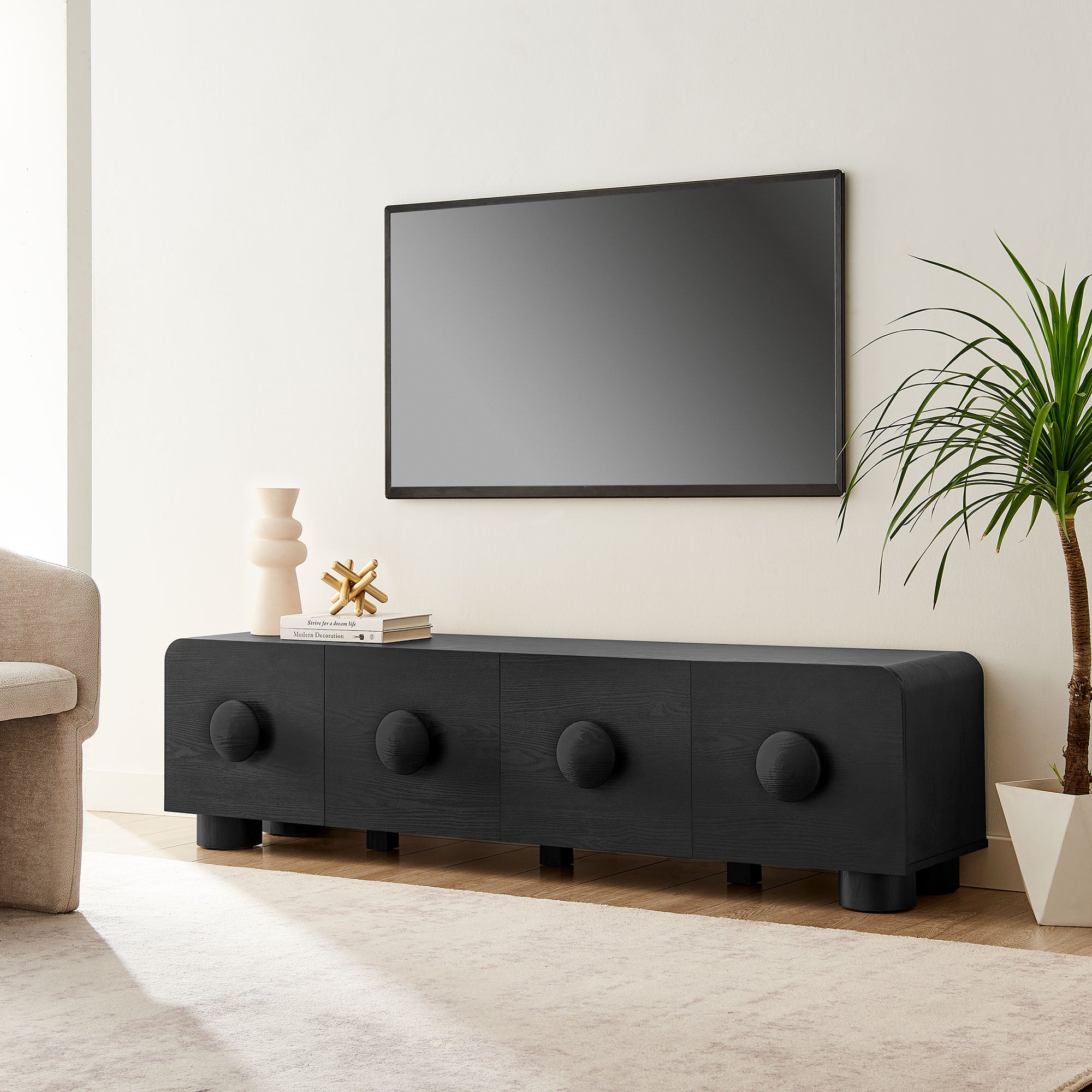 Sonnet 69" Low Profile TV Stand - Black
