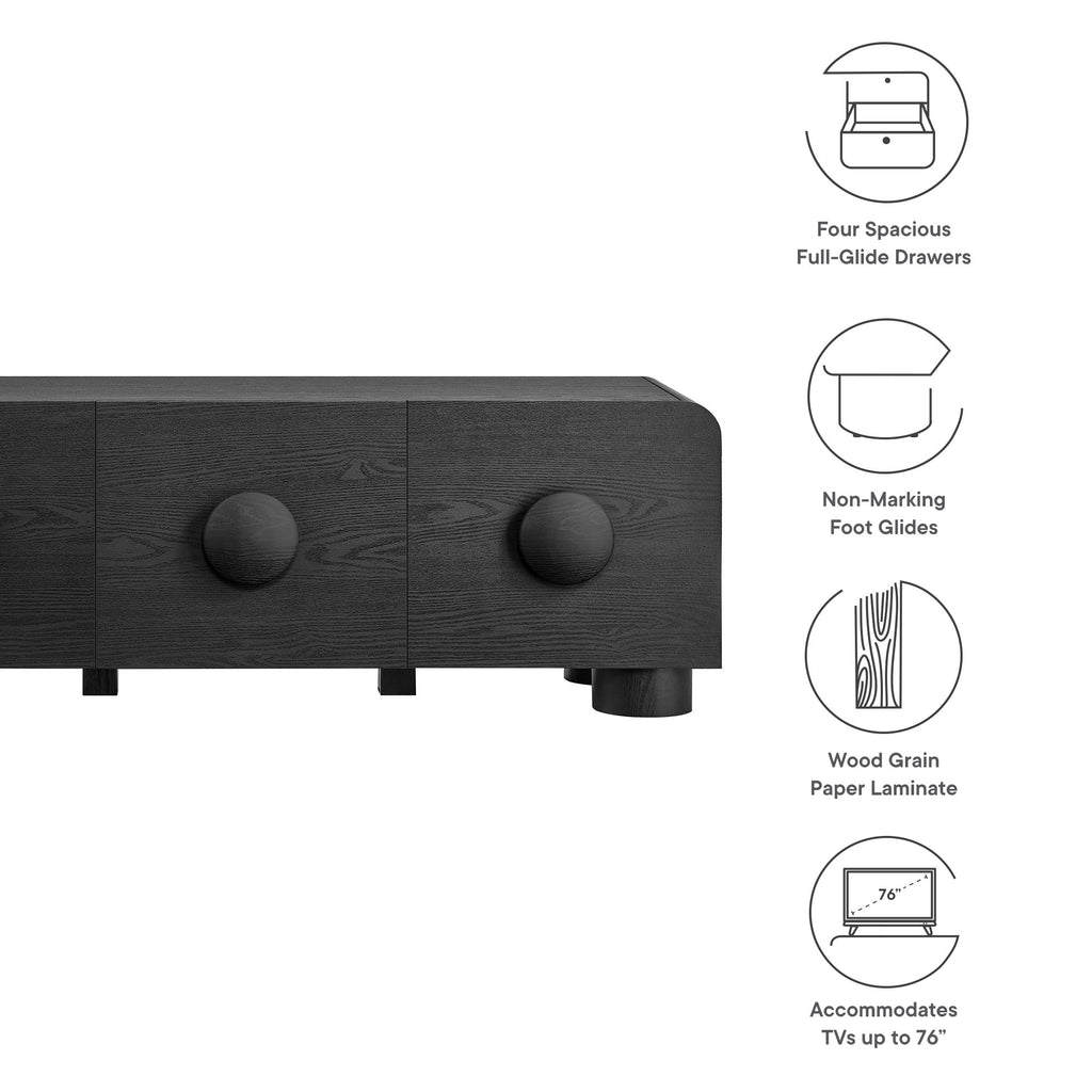 Sonnet 69" Low Profile TV Stand - Black