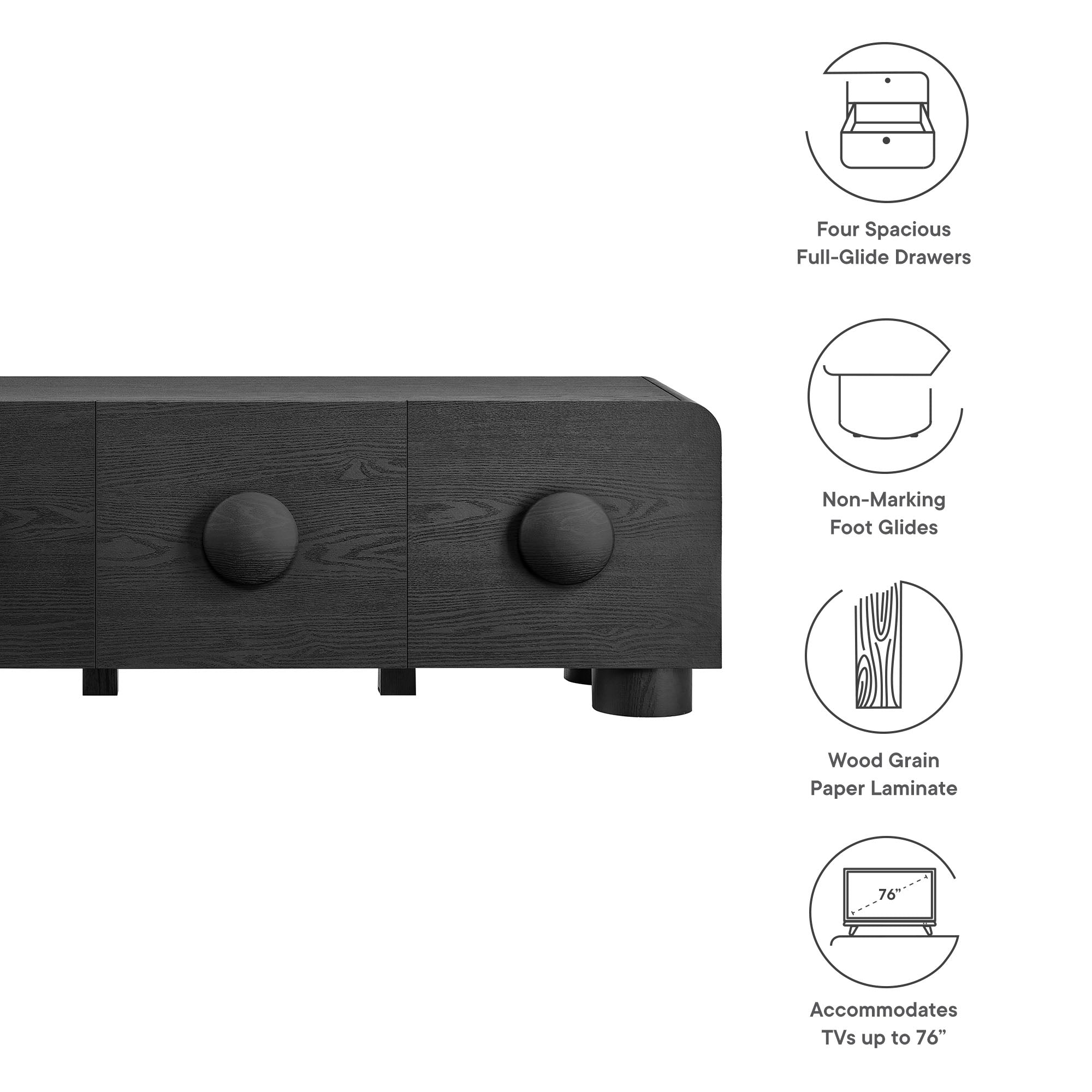 Sonnet 69" Low Profile TV Stand - Black