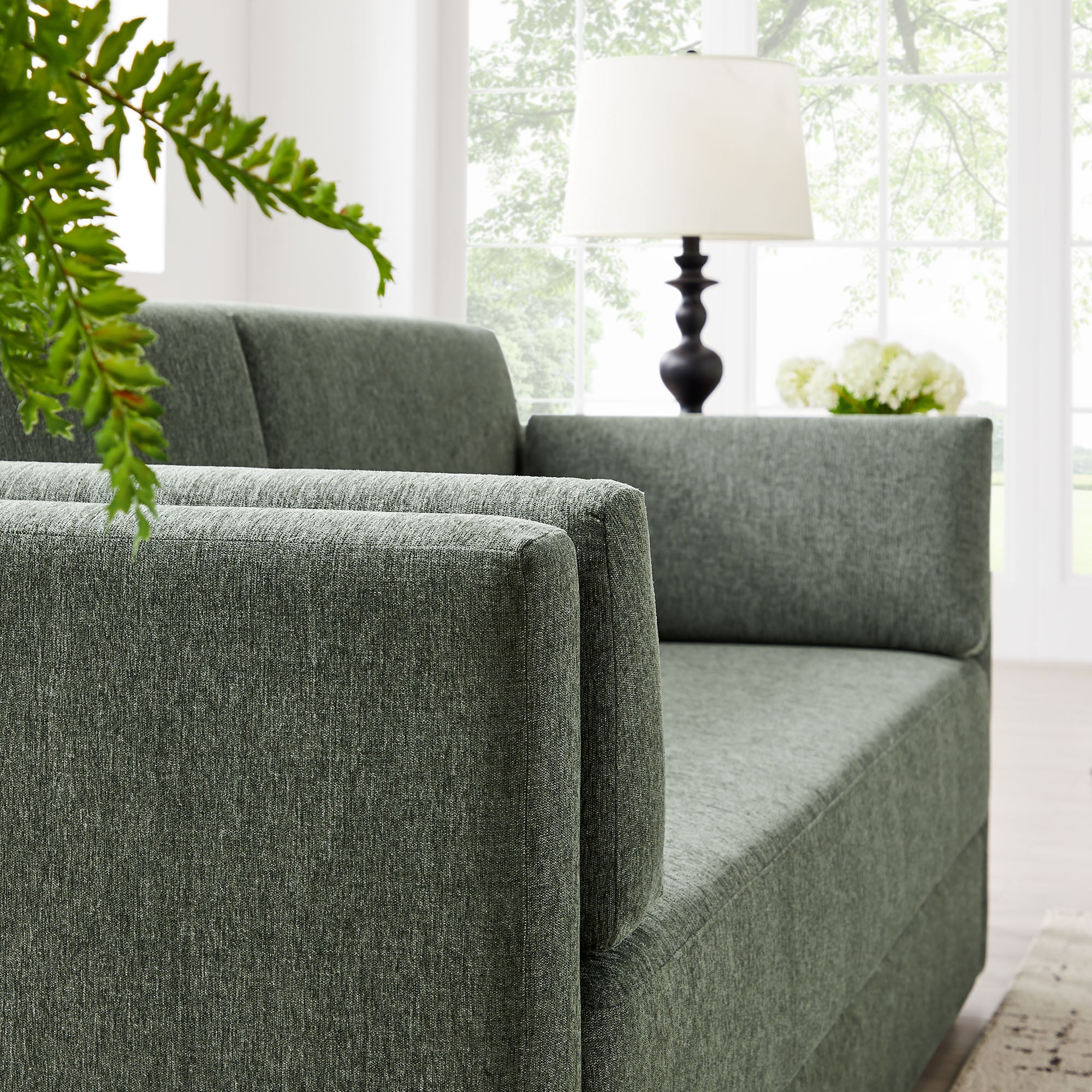 Linden Upholstered Heathered Chenille Sofa - Eucalyptus