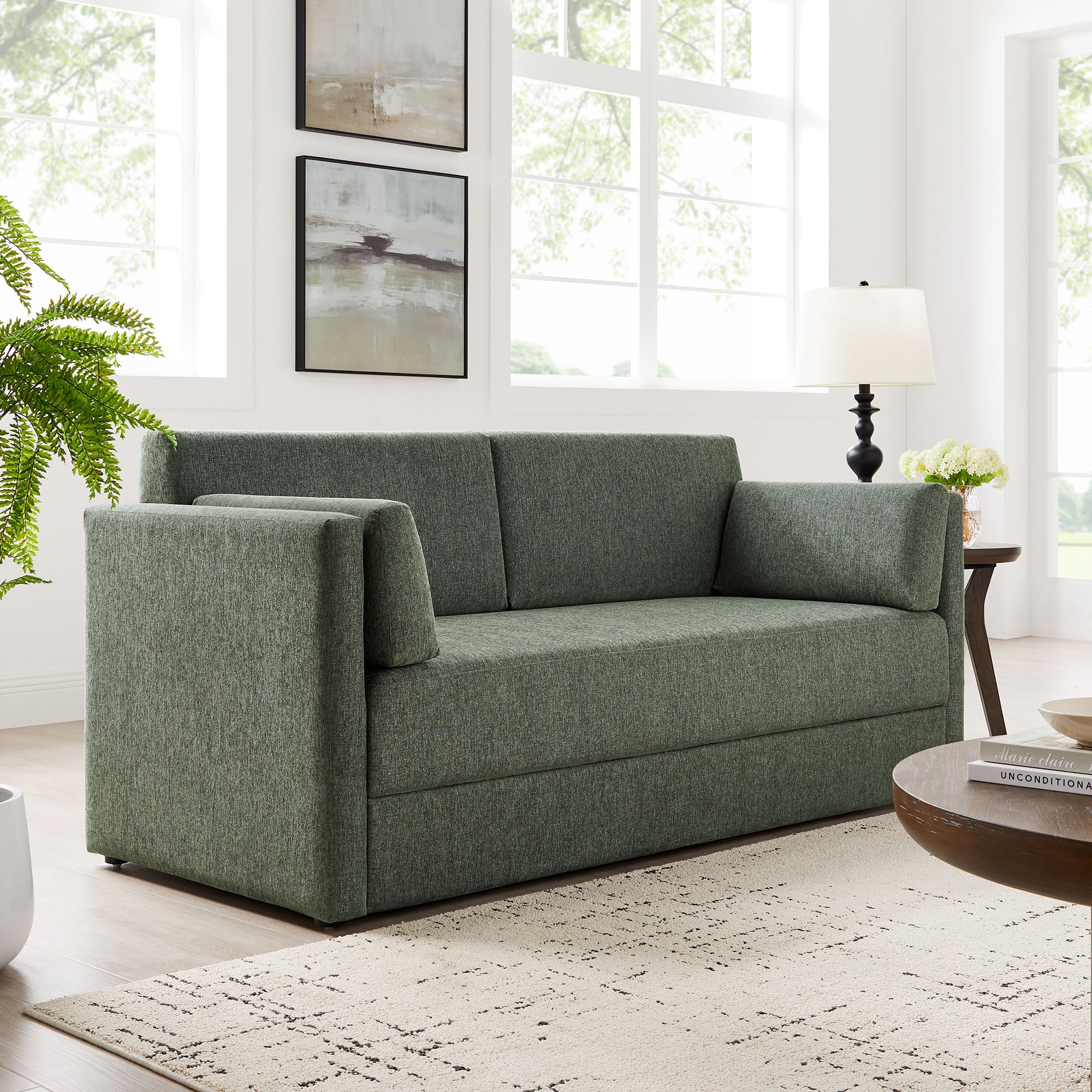 Linden Upholstered Heathered Chenille Sofa - Eucalyptus