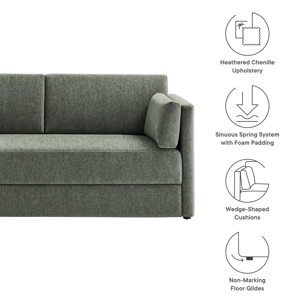 Linden Upholstered Heathered Chenille Sofa - Eucalyptus