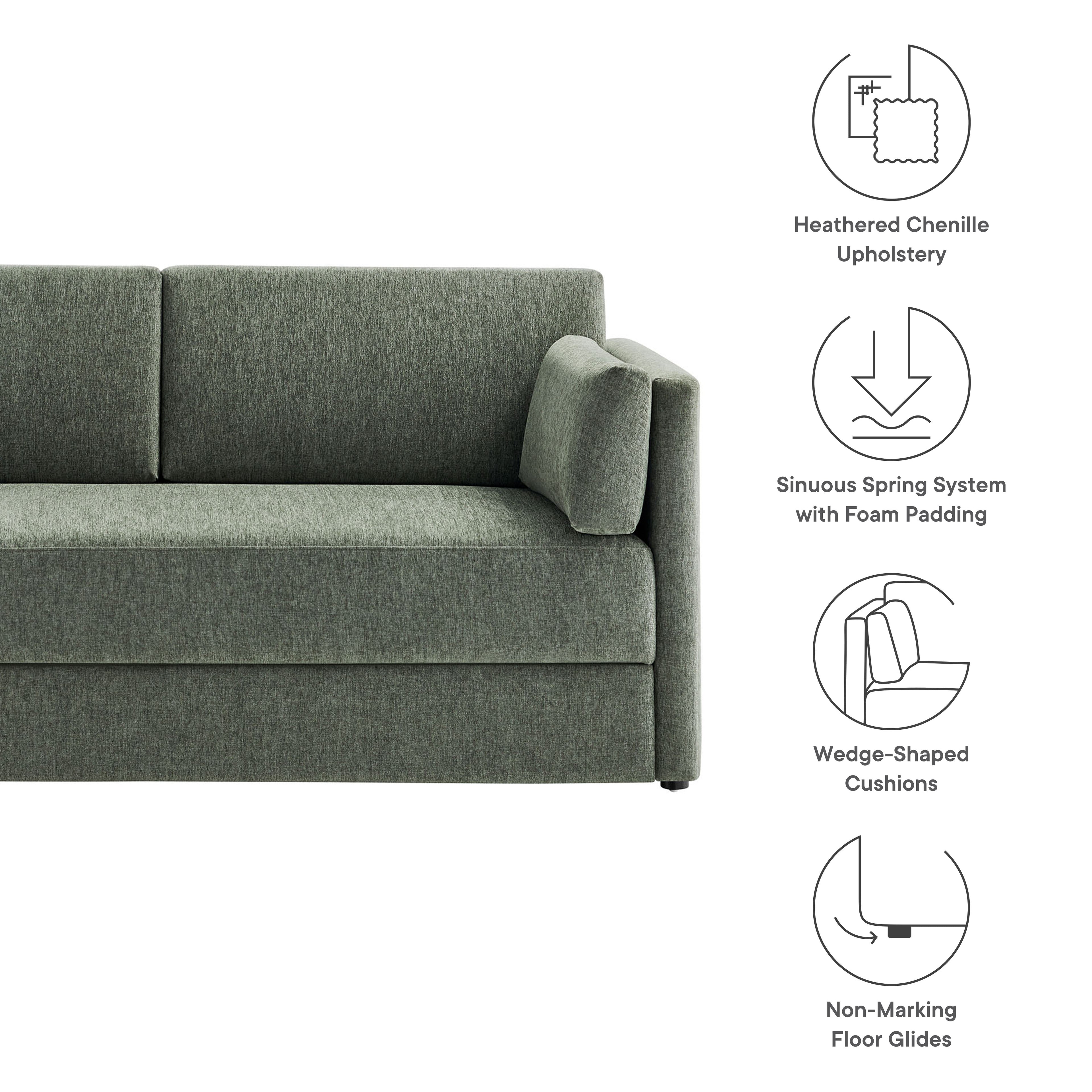 Linden Upholstered Heathered Chenille Sofa - Eucalyptus