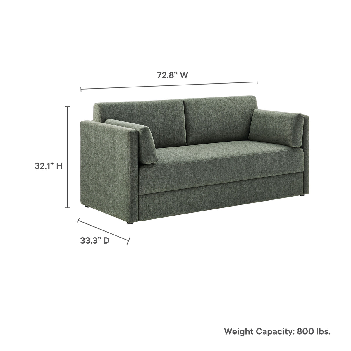 Linden Upholstered Heathered Chenille Sofa - Eucalyptus