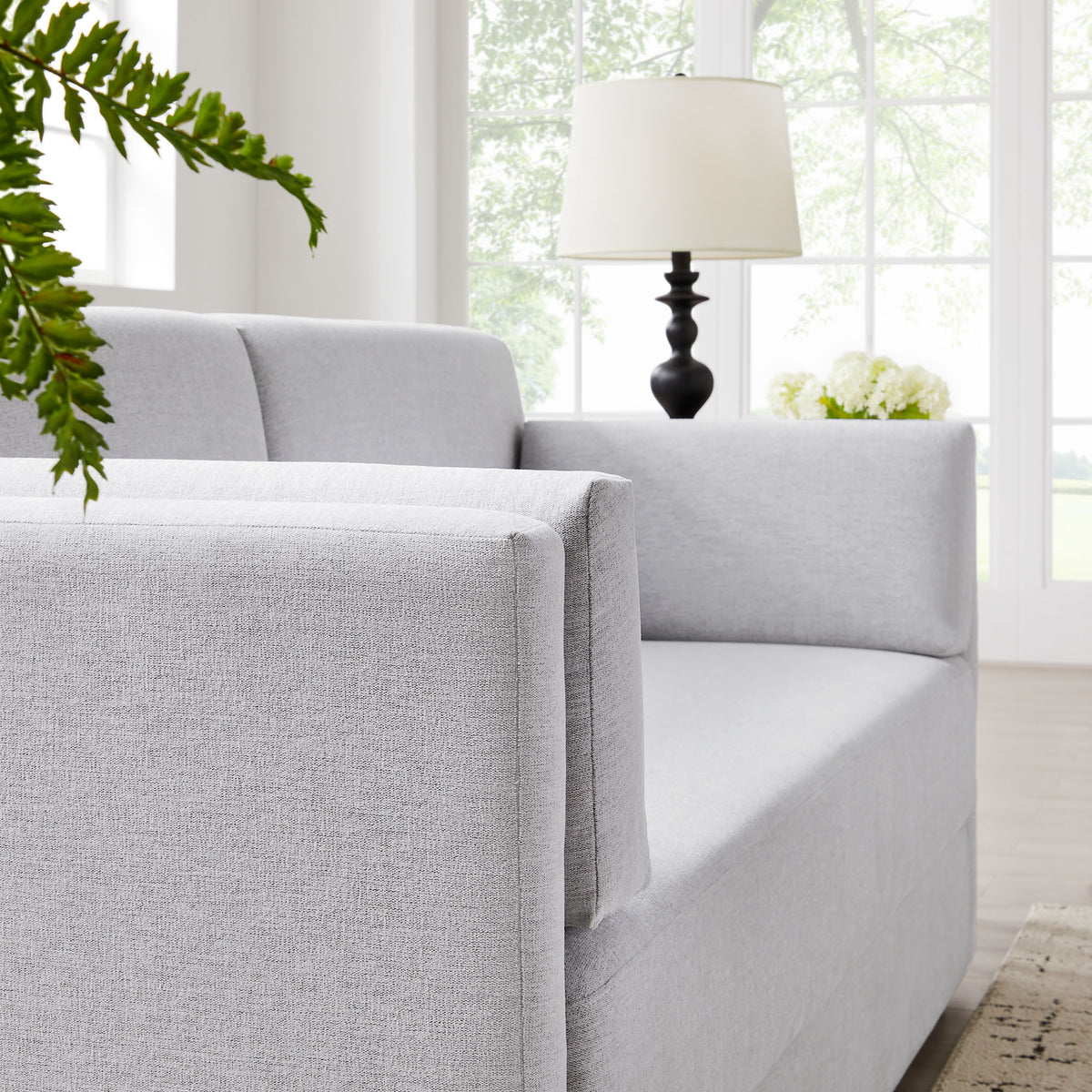 Linden Upholstered Heathered Chenille Sofa - Newsprint