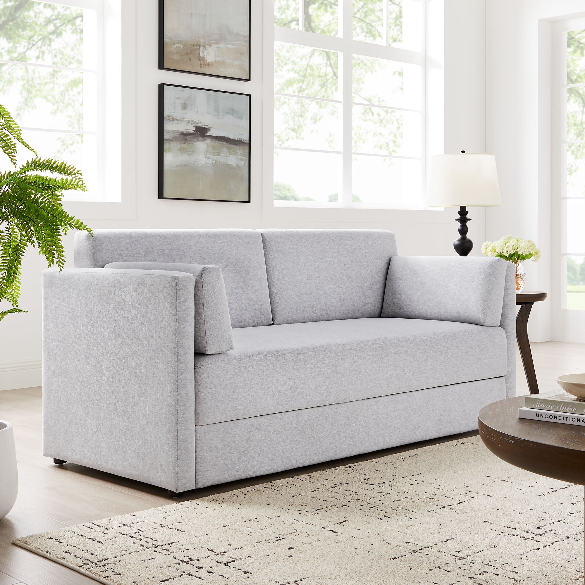 Linden Upholstered Heathered Chenille Sofa - Newsprint