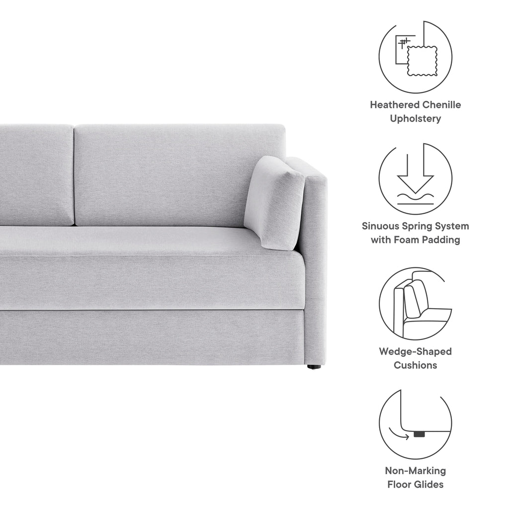 Linden Upholstered Heathered Chenille Sofa - Newsprint