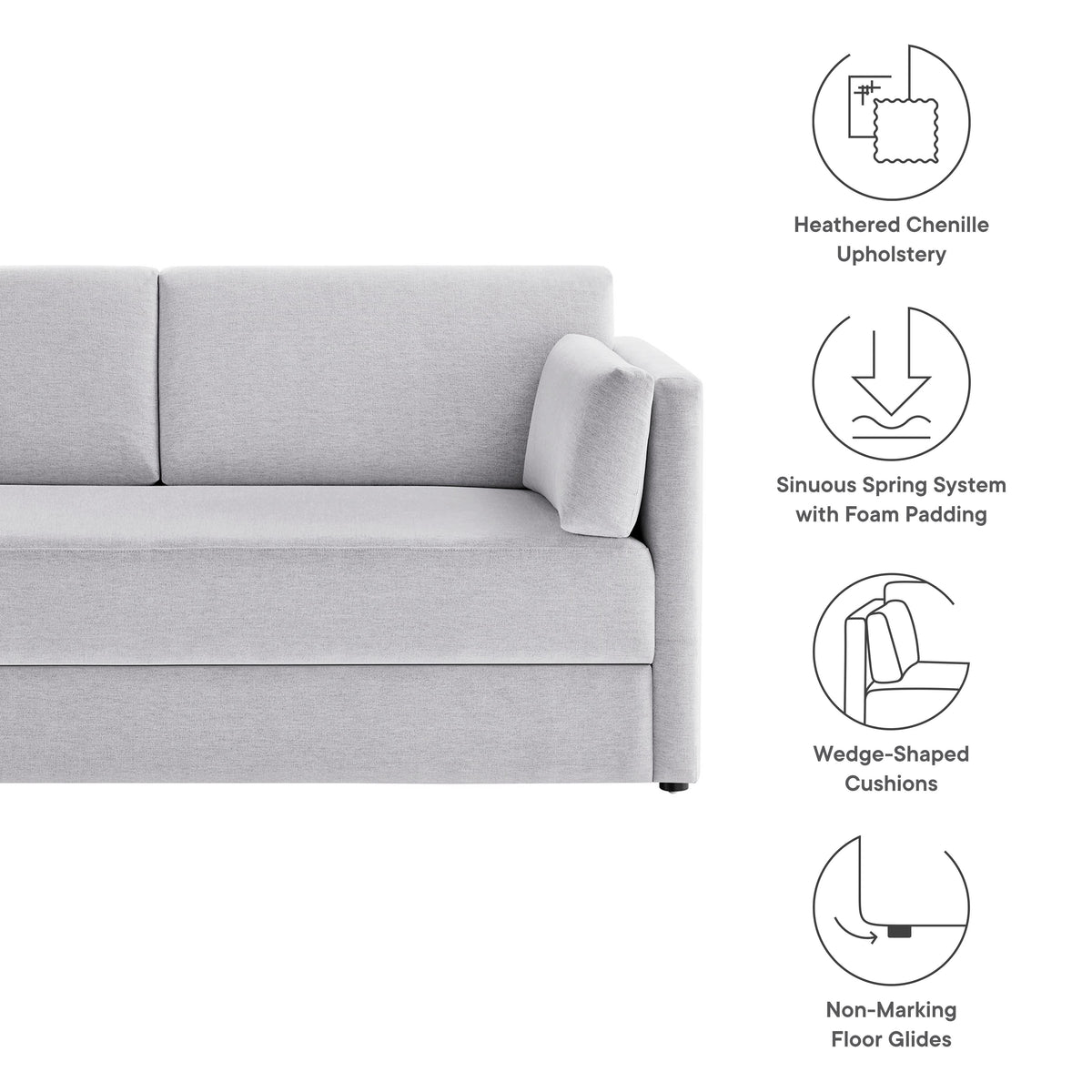 Linden Upholstered Heathered Chenille Sofa - Newsprint