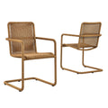 Abacus Outdoor Patio Wicker Dining Chairs Set of 2 - Natural
