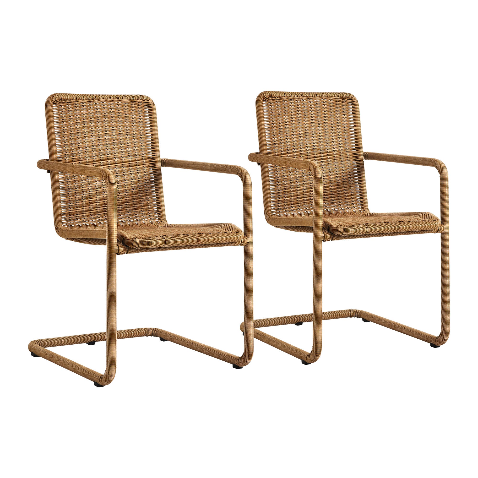 Abacus Outdoor Patio Wicker Dining Chairs Set of 2 - Natural
