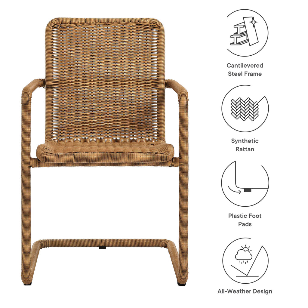 Abacus Outdoor Patio Wicker Dining Chairs Set of 2 - Natural