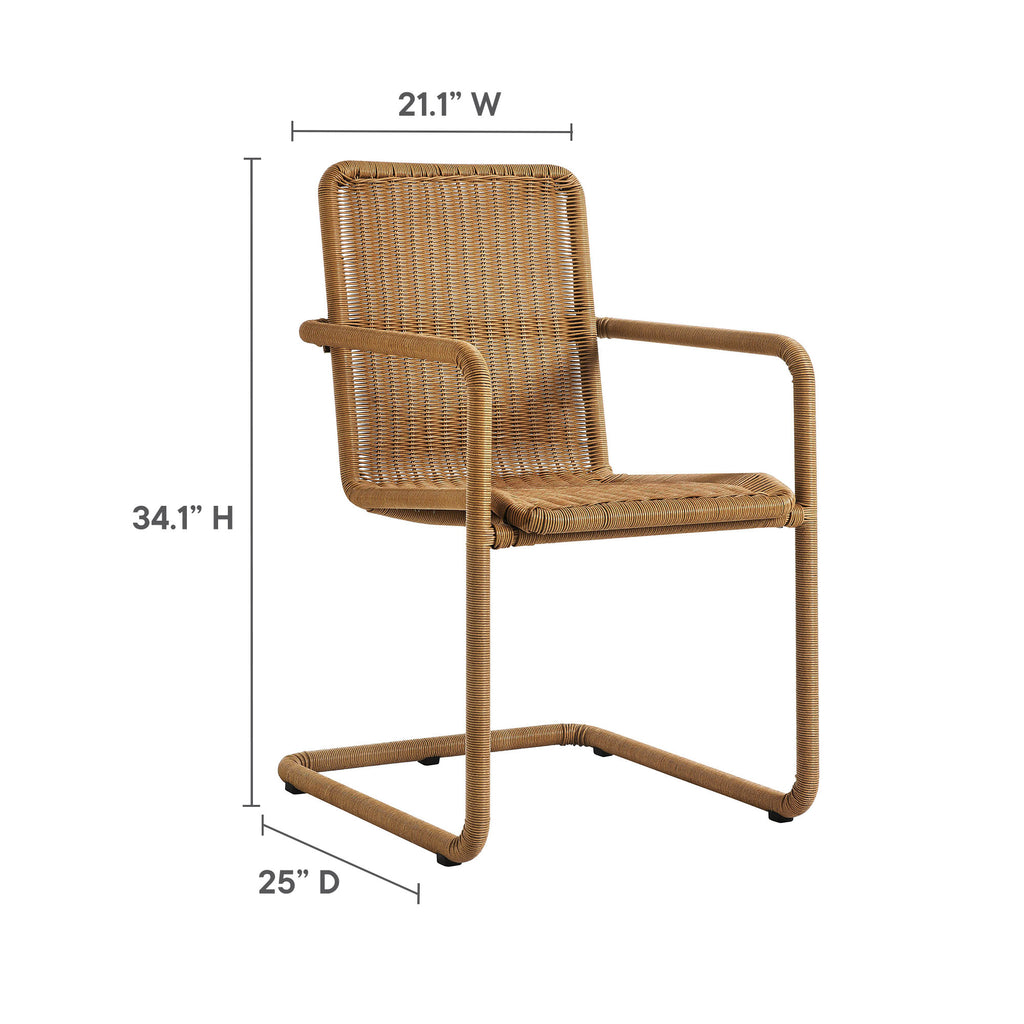 Abacus Outdoor Patio Wicker Dining Chairs Set of 2 - Natural