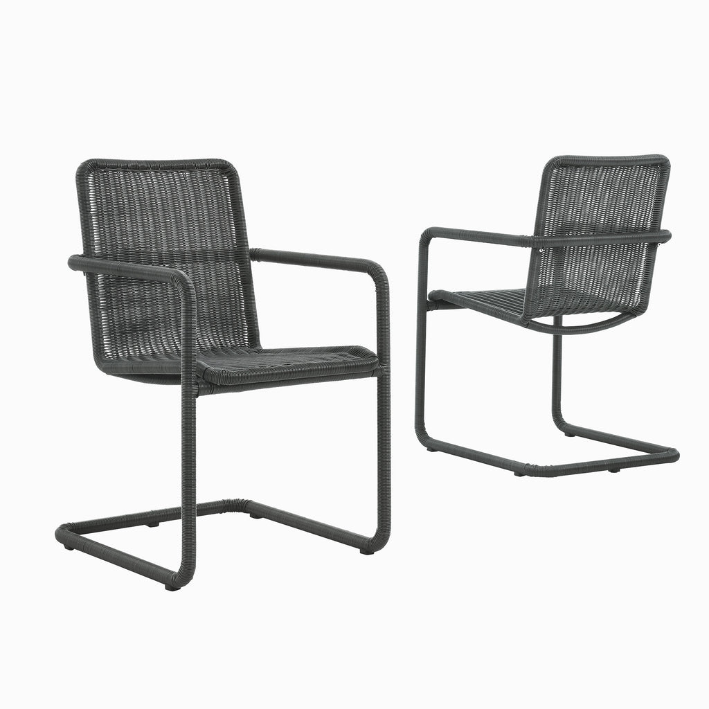 Abacus Outdoor Patio Wicker Dining Chairs Set of 2 - Slate