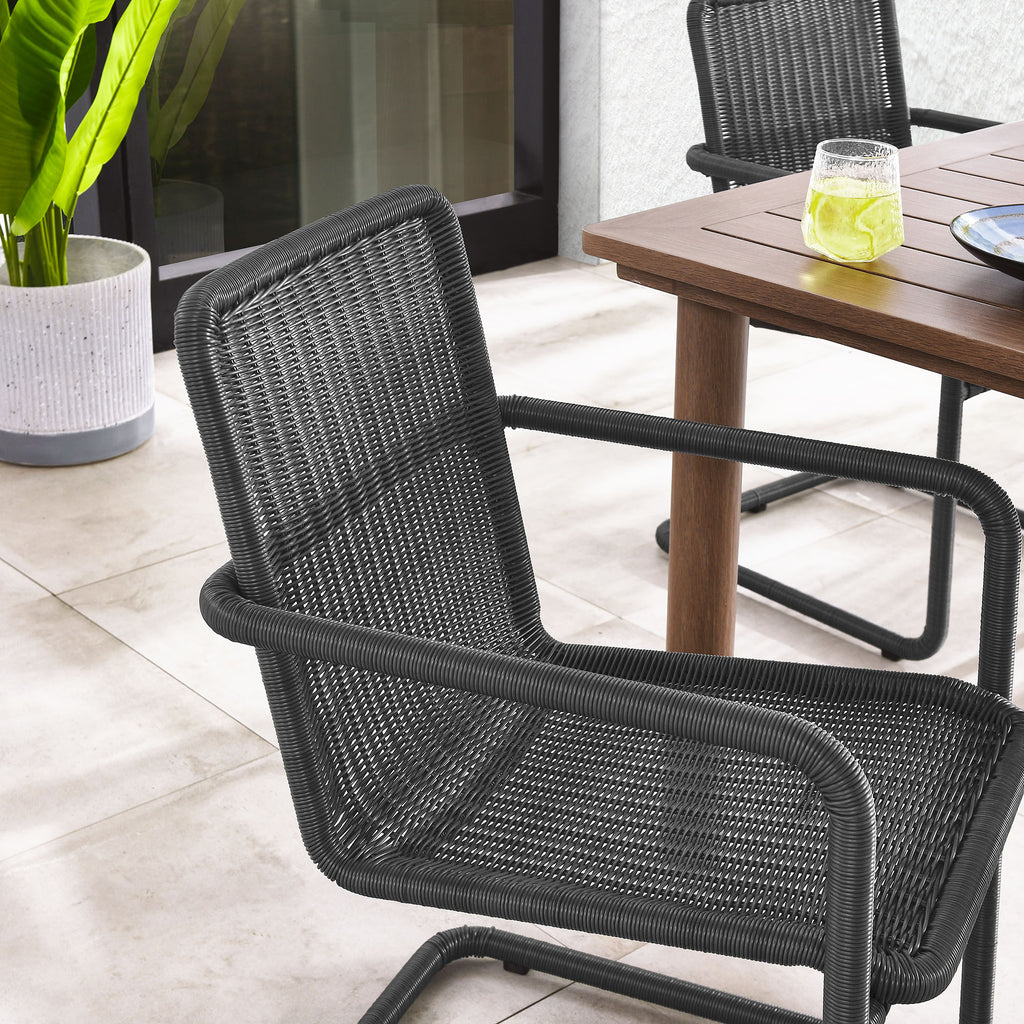Abacus Outdoor Patio Wicker Dining Chairs Set of 2 - Slate