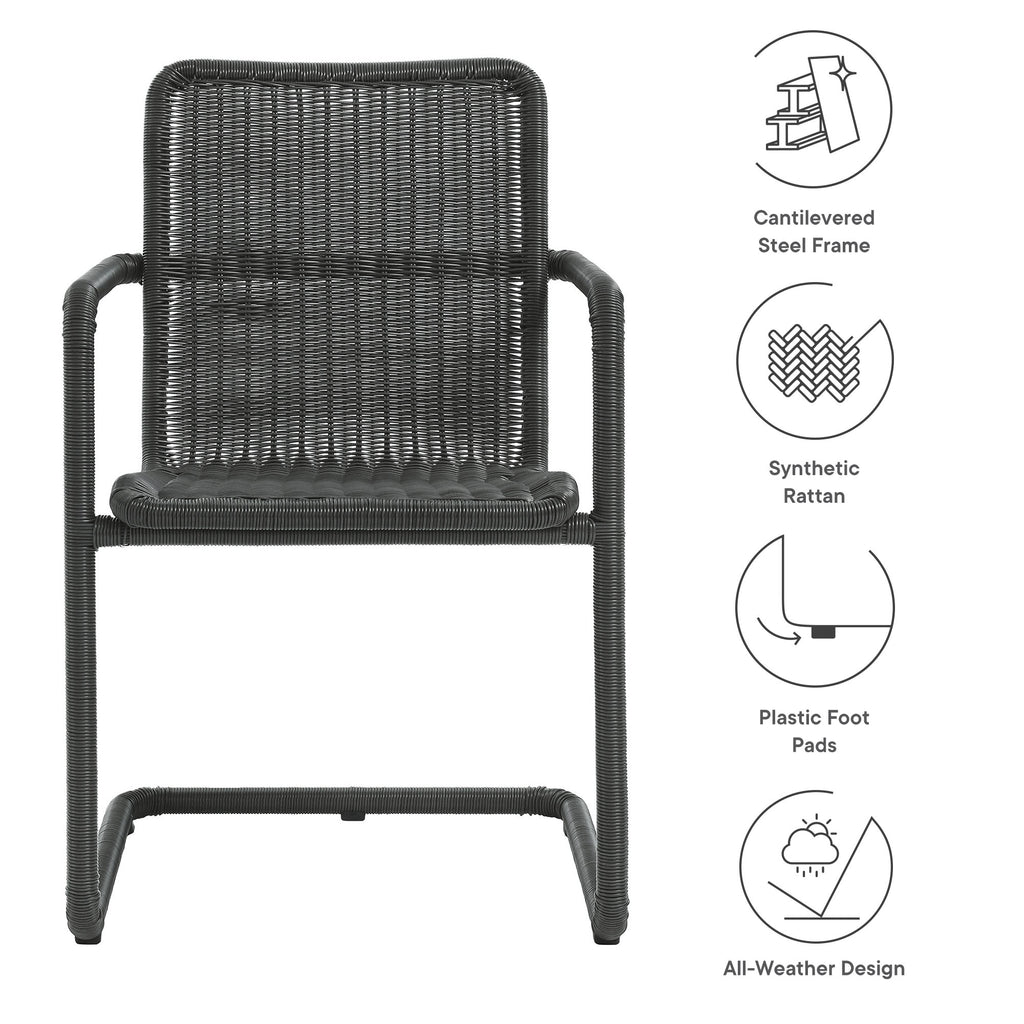 Abacus Outdoor Patio Wicker Dining Chairs Set of 2 - Slate