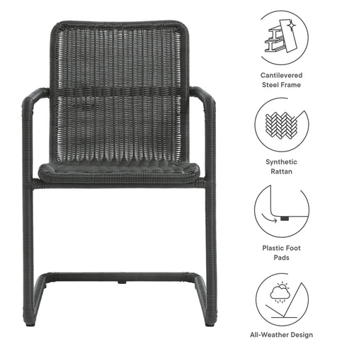 Abacus Outdoor Patio Wicker Dining Chairs Set of 2 - Slate