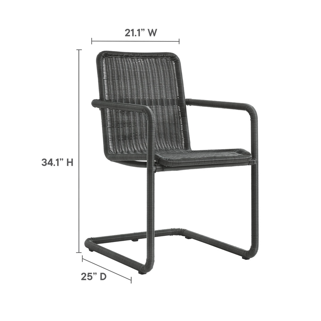 Abacus Outdoor Patio Wicker Dining Chairs Set of 2 - Slate
