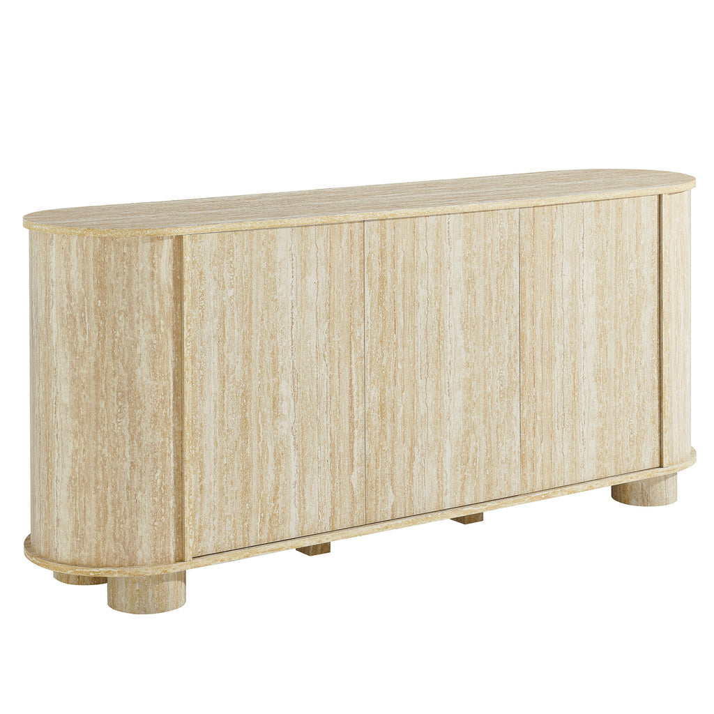 Overture 63" Oval Faux Travertine Sideboard