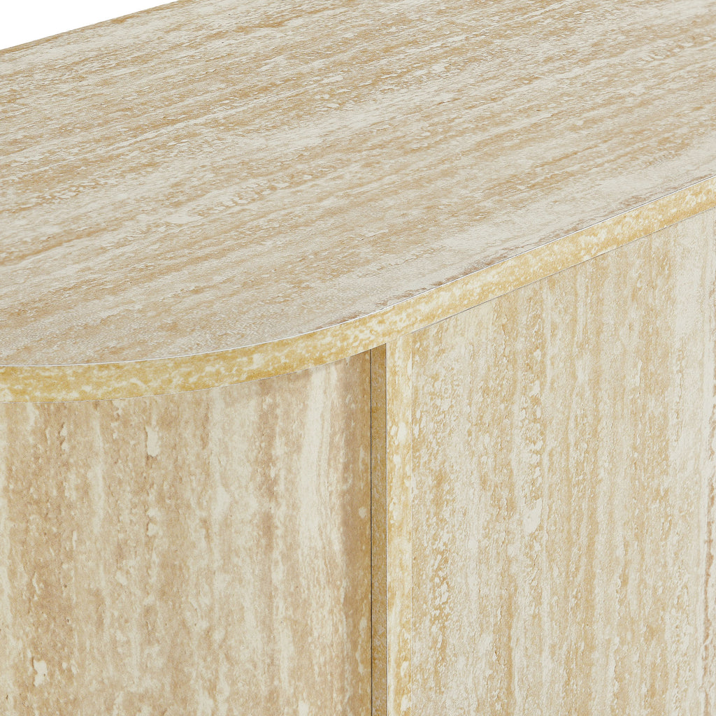 Overture 63" Oval Faux Travertine Sideboard