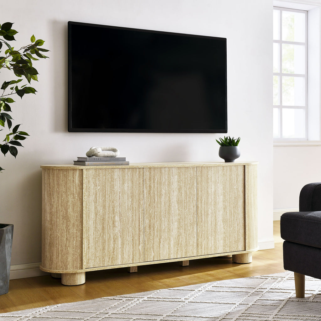 Overture 63" Oval Faux Travertine Sideboard