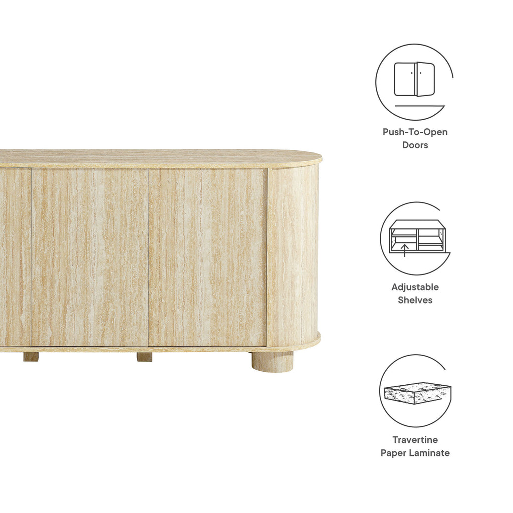 Overture 63" Oval Faux Travertine Sideboard
