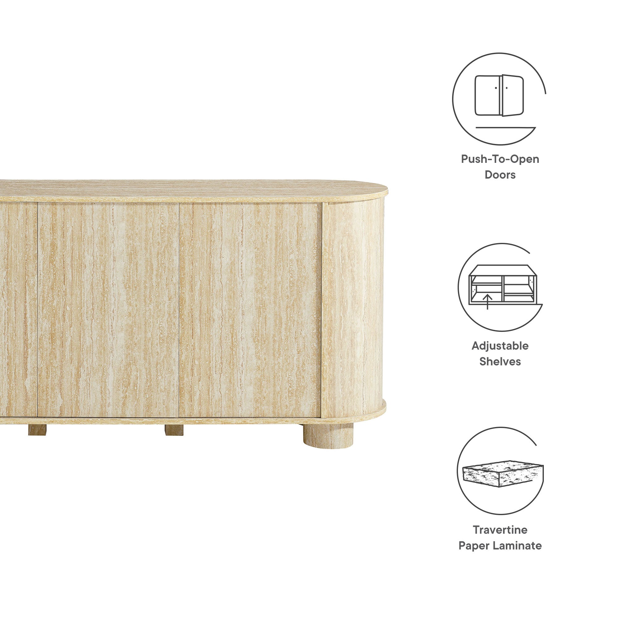 Overture 63" Oval Faux Travertine Sideboard