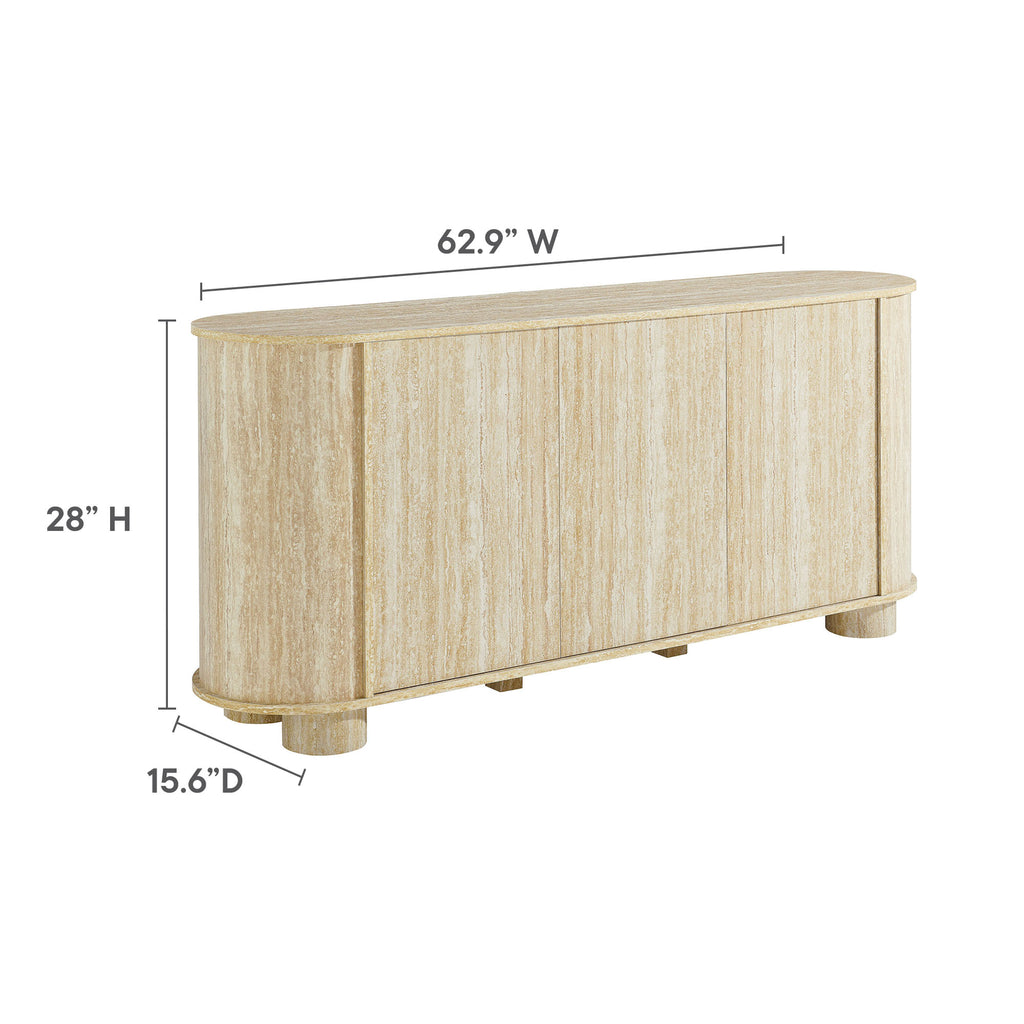 Overture 63" Oval Faux Travertine Sideboard
