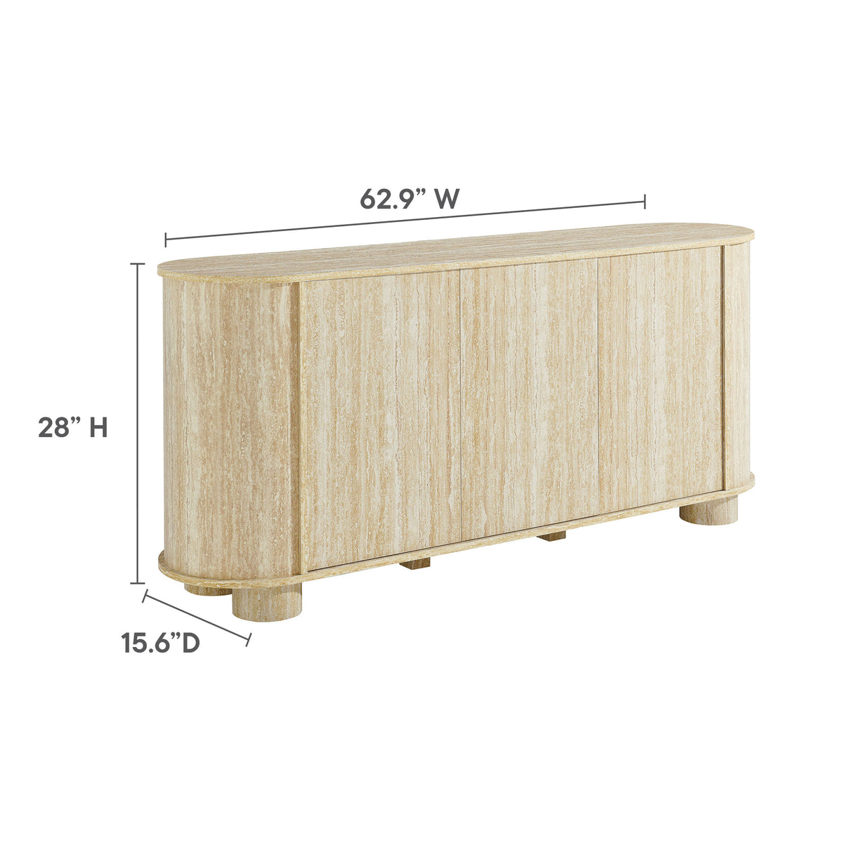 Overture 63" Oval Faux Travertine Sideboard