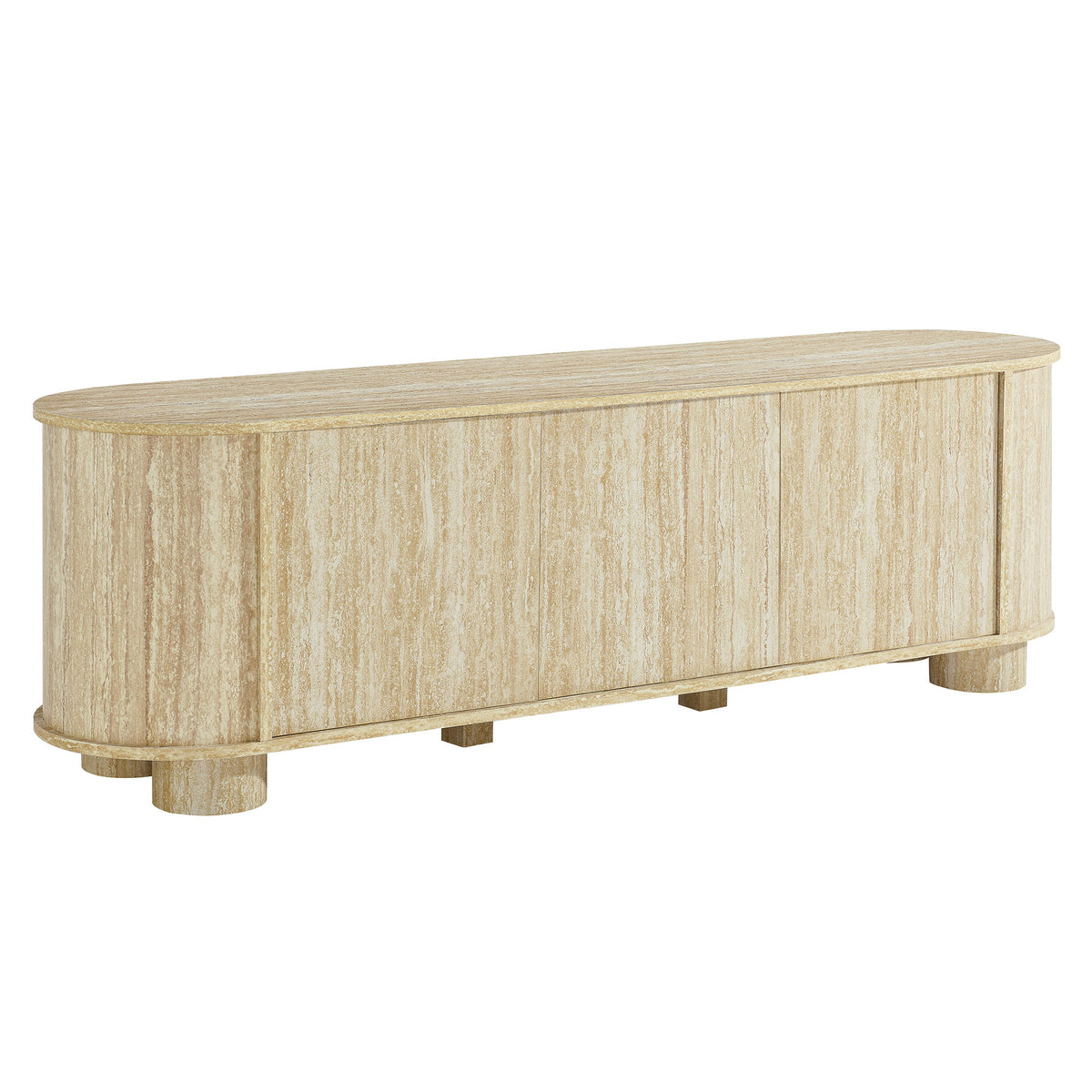 Overture 63" Oval Faux Travertine TV Stand