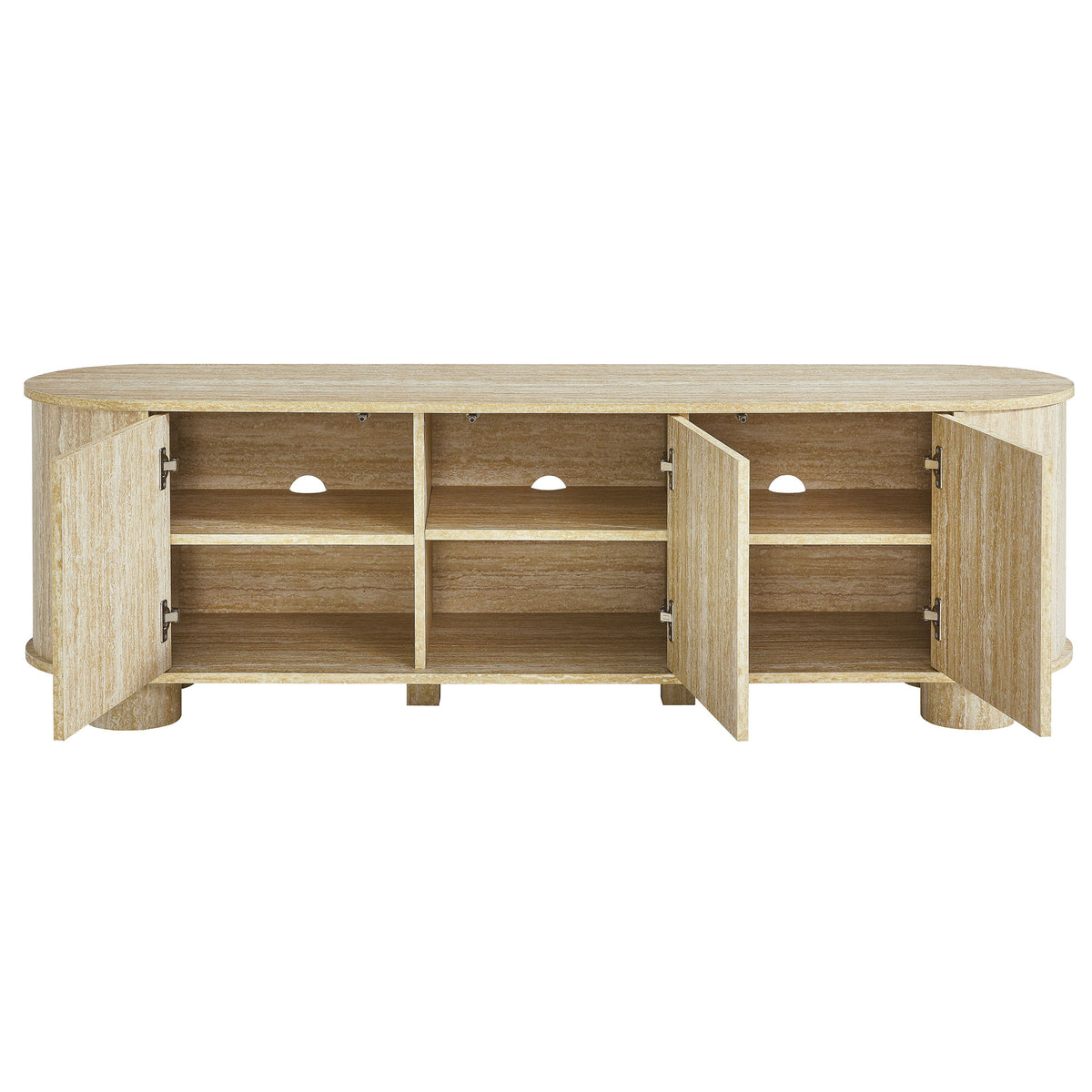 Overture 63" Oval Faux Travertine TV Stand