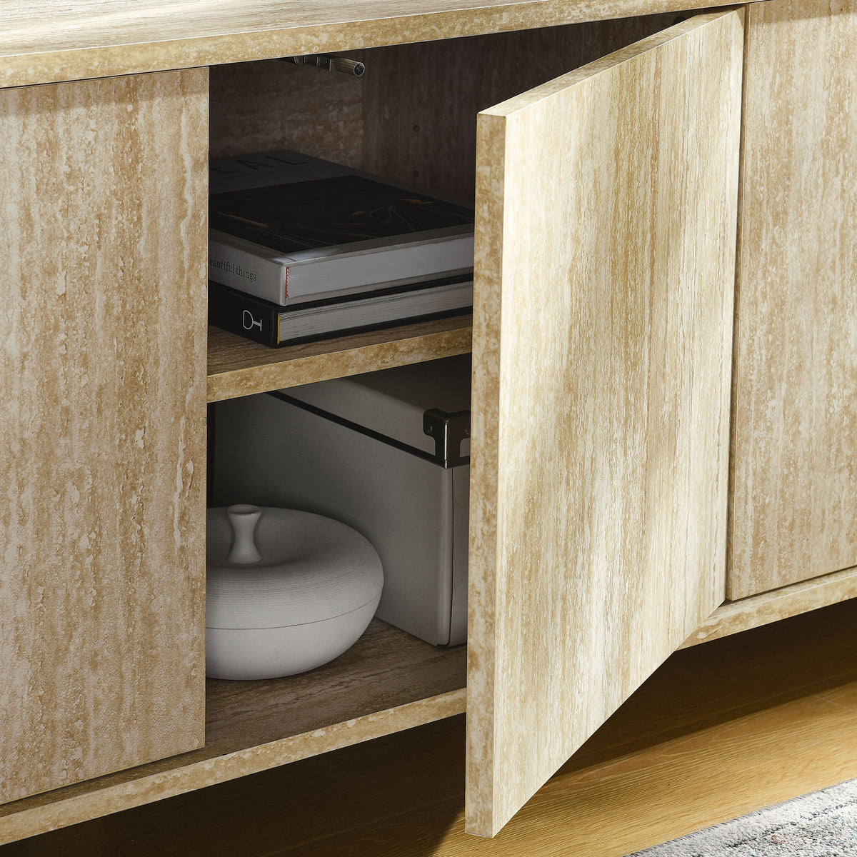 Overture 63" Oval Faux Travertine TV Stand
