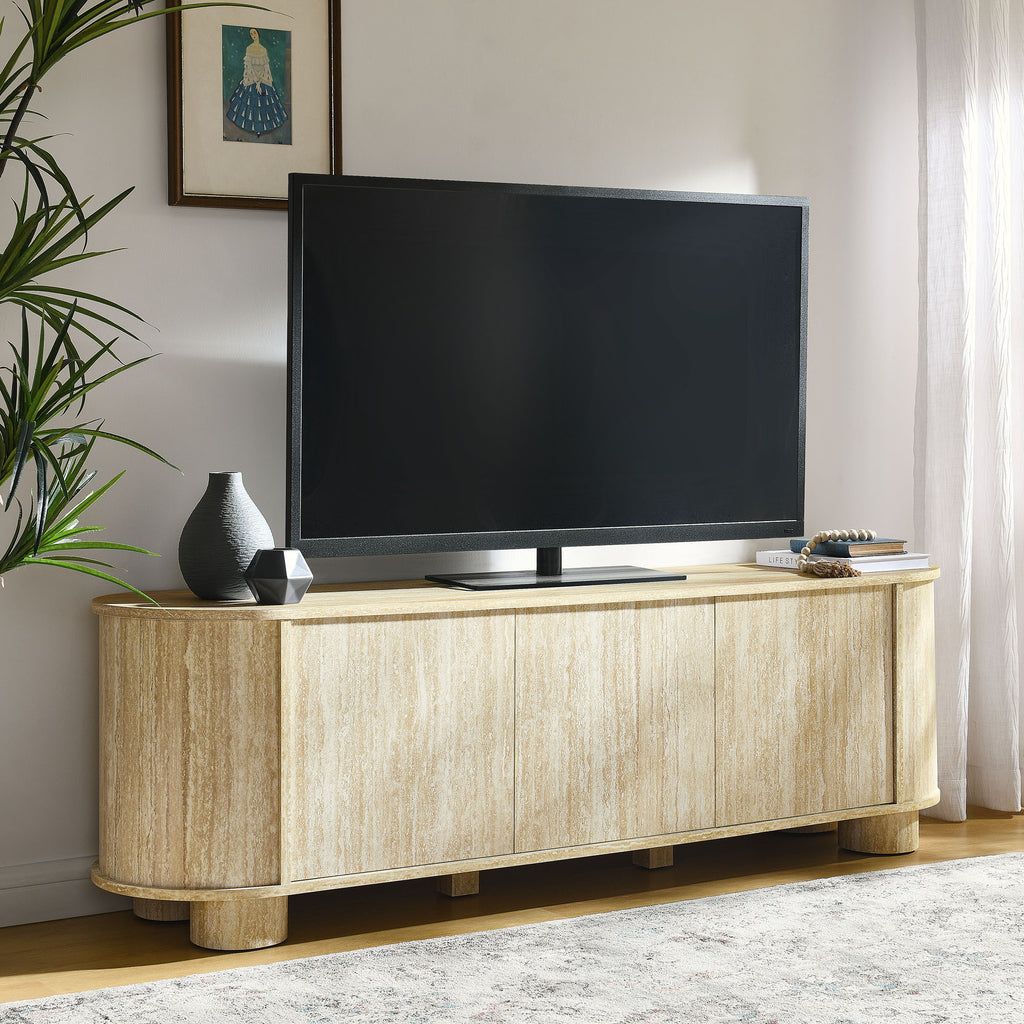 Overture 63" Oval Faux Travertine TV Stand