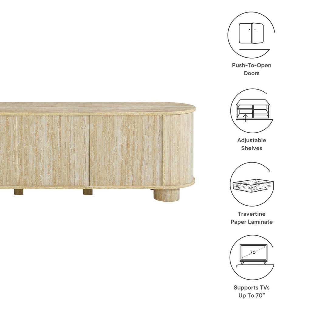 Overture 63" Oval Faux Travertine TV Stand