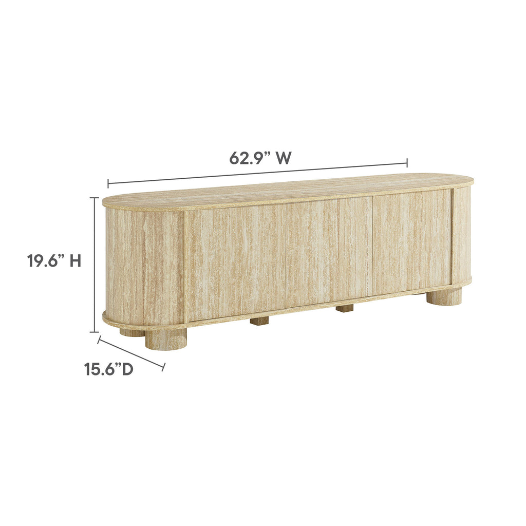 Overture 63" Oval Faux Travertine TV Stand