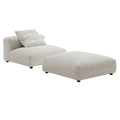Solace Modular Corduroy Upholstered Armless Chair and Ottoman Set - Almond