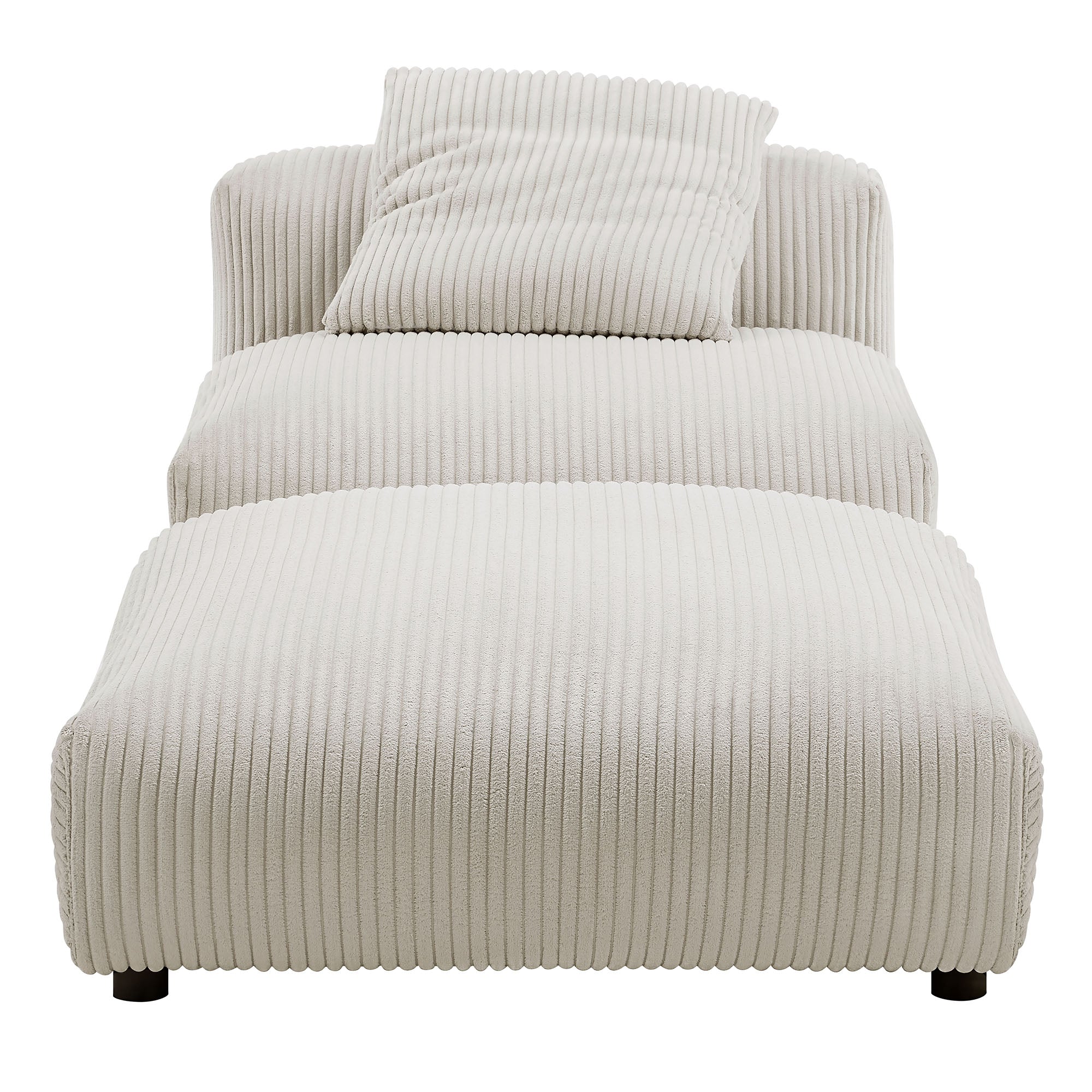 Solace Modular Corduroy Upholstered Armless Chair and Ottoman Set - Almond