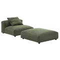 Solace Modular Corduroy Upholstered Armless Chair and Ottoman Set - Fern