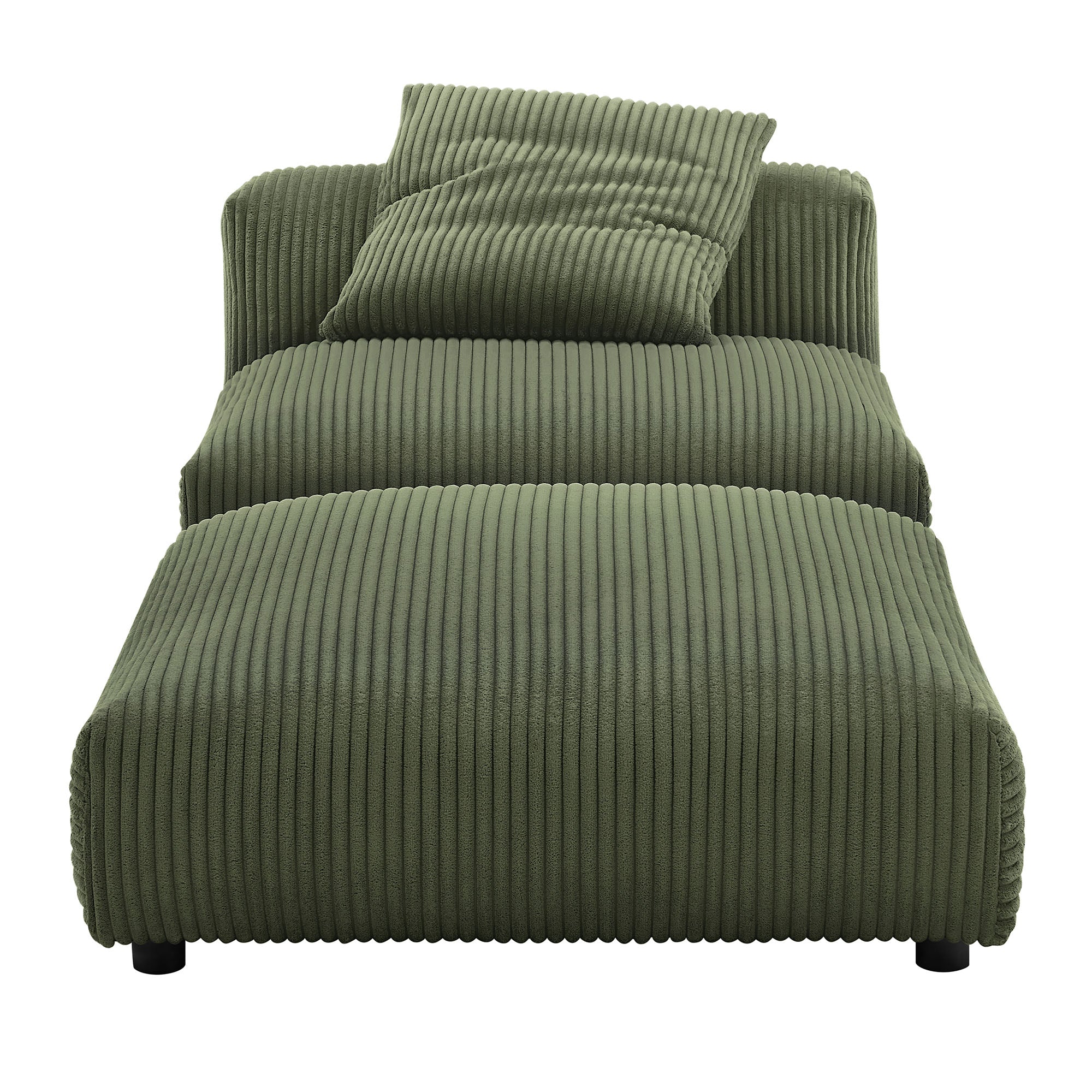 Solace Modular Corduroy Upholstered Armless Chair and Ottoman Set - Fern