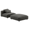 Solace Modular Upholstered Fabric Armless Chair and Ottoman Set - Charcoal