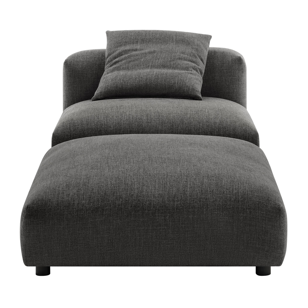 Solace Modular Upholstered Fabric Armless Chair and Ottoman Set - Charcoal