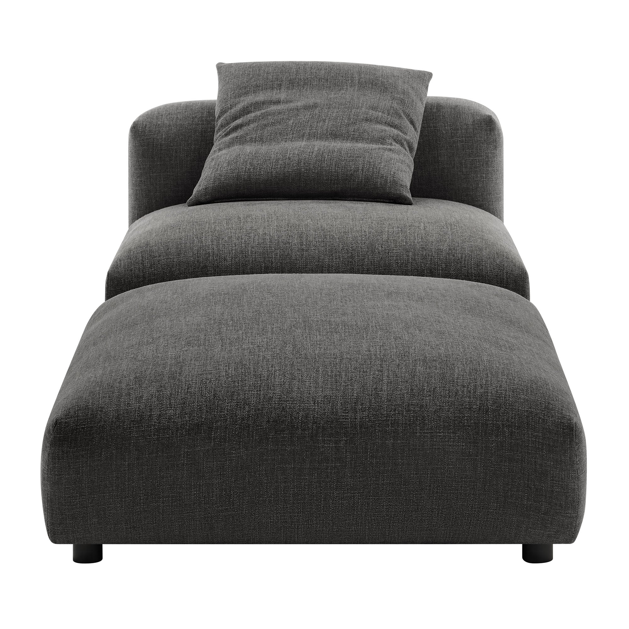 Solace Modular Upholstered Fabric Armless Chair and Ottoman Set - Charcoal