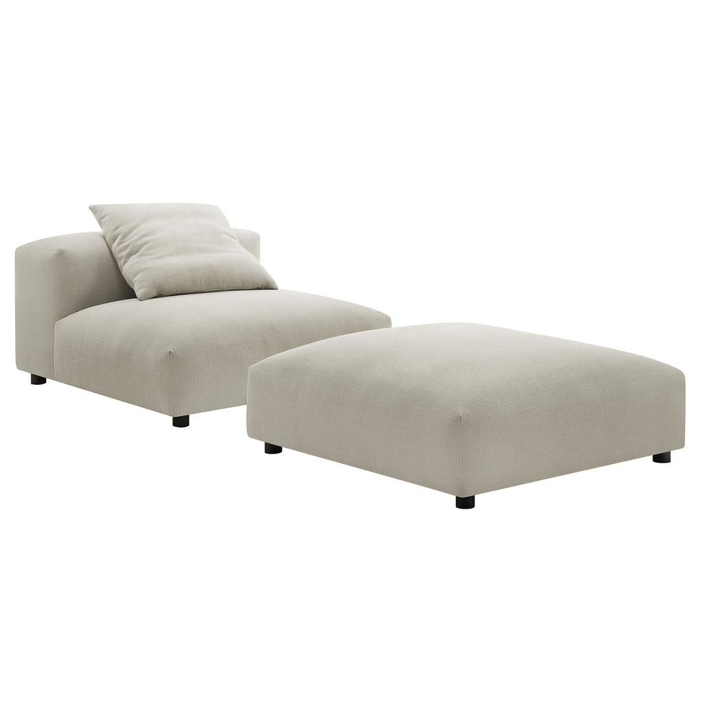Solace Modular Upholstered Fabric Armless Chair and Ottoman Set - Linen