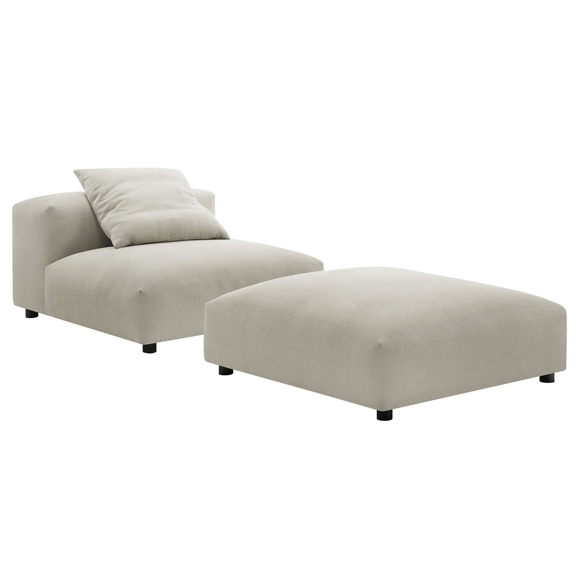 Solace Modular Upholstered Fabric Armless Chair and Ottoman Set - Linen