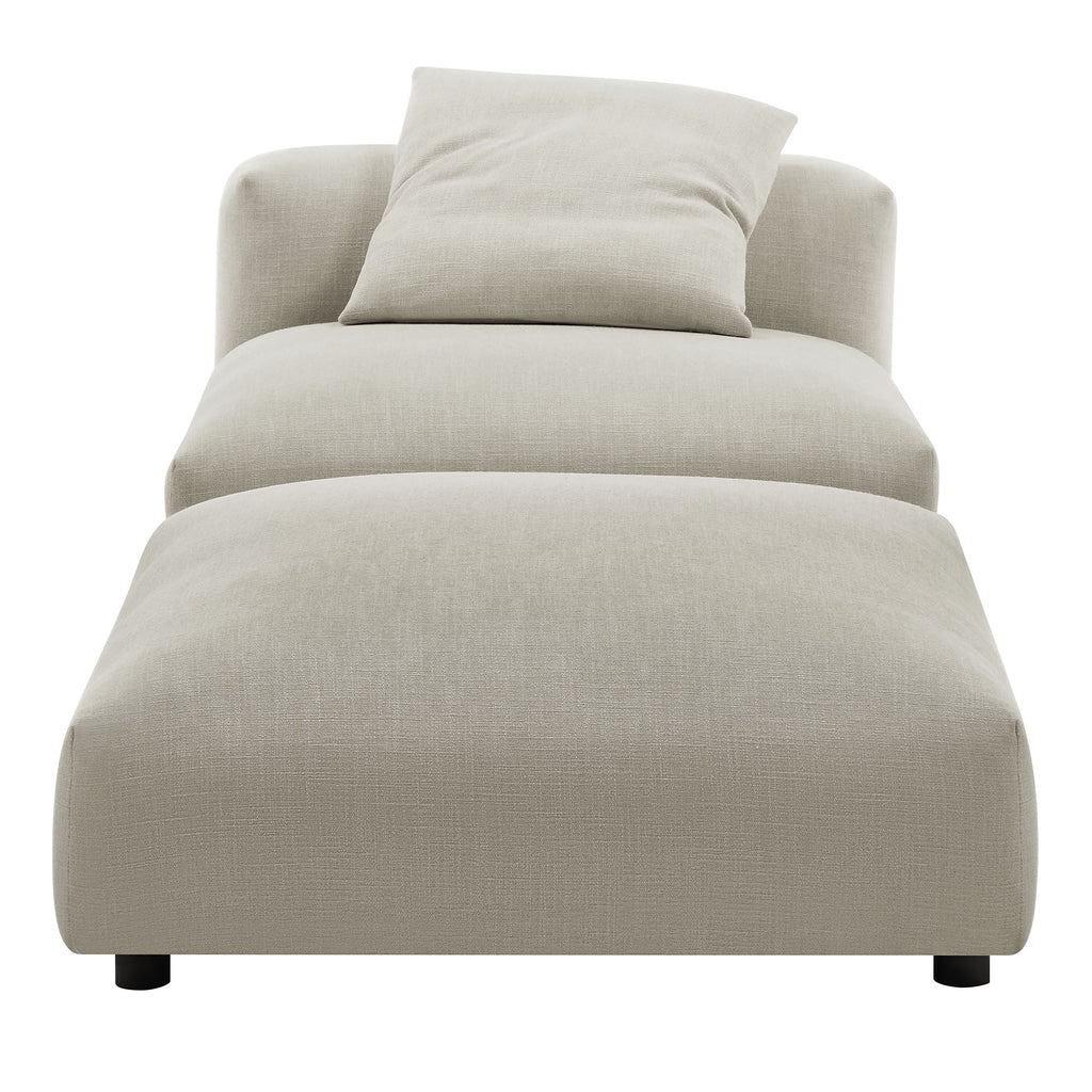 Solace Modular Upholstered Fabric Armless Chair and Ottoman Set - Linen