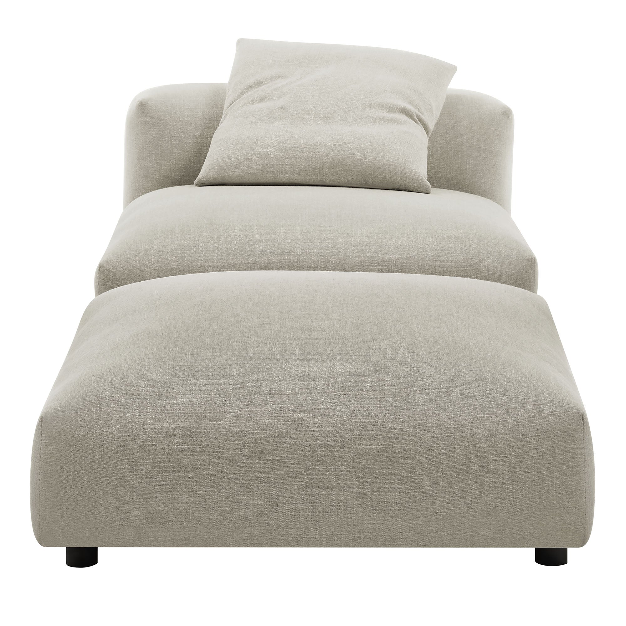 Solace Modular Upholstered Fabric Armless Chair and Ottoman Set - Linen