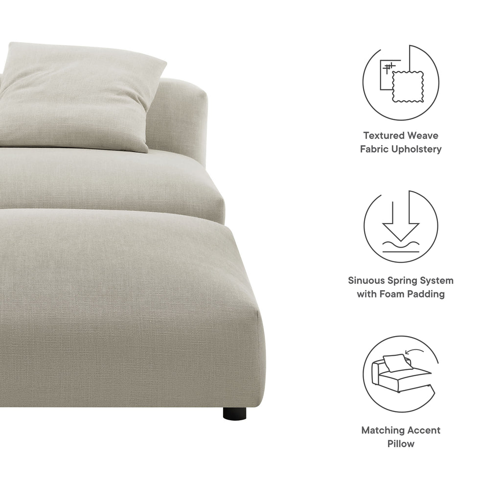 Solace Modular Upholstered Fabric Armless Chair and Ottoman Set - Linen