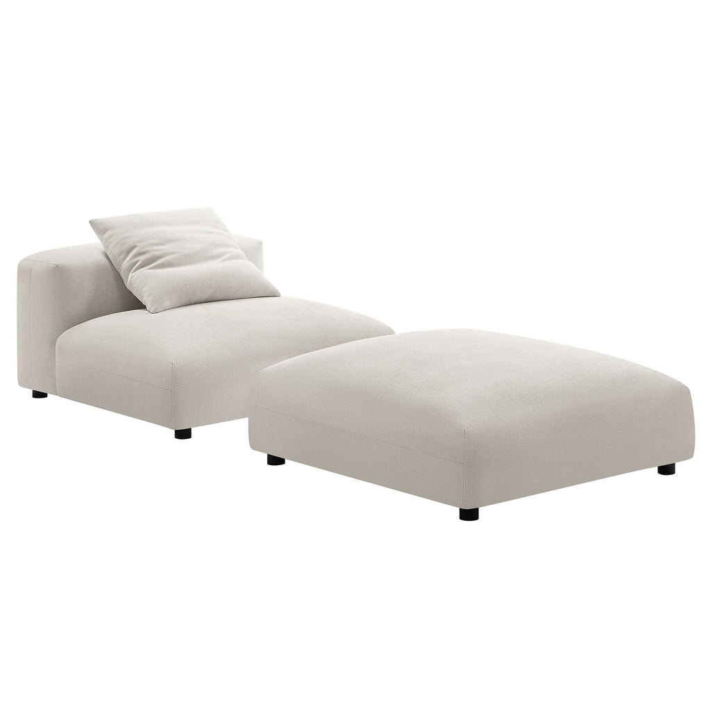 Solace Modular Upholstered Fabric Armless Chair and Ottoman Set - Salt