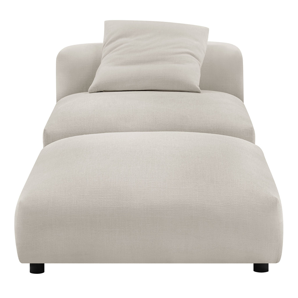 Solace Modular Upholstered Fabric Armless Chair and Ottoman Set - Salt